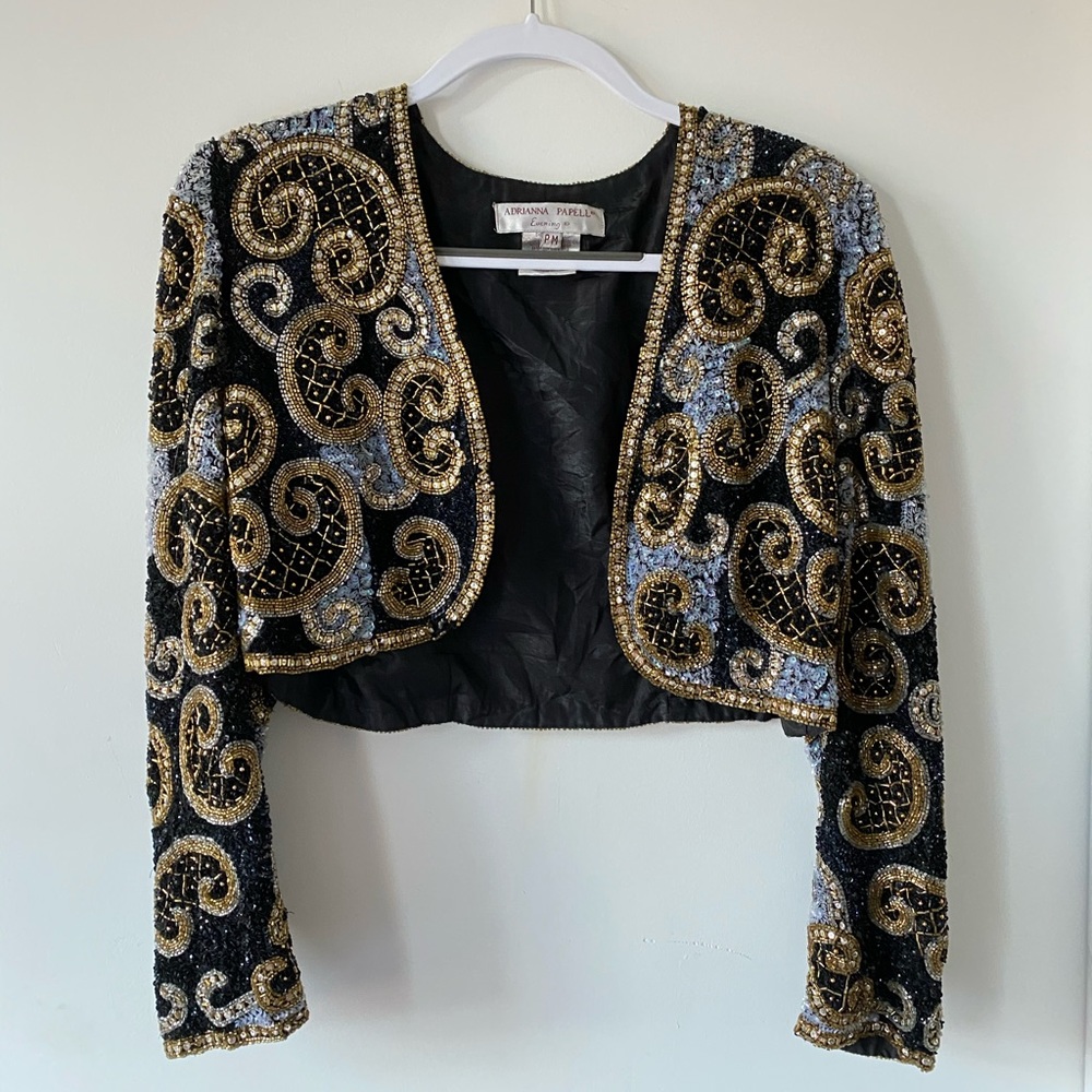 Adrianna Papell matador beaded evening jacket